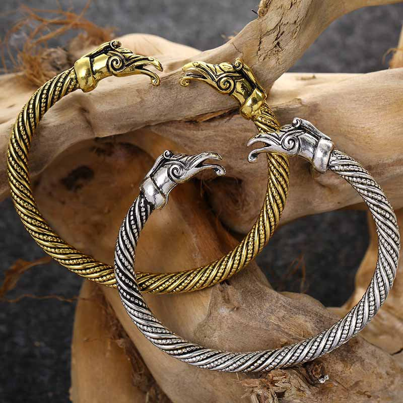 Animal Head Vintage Steel Wire Twisted Adjustable Bracelet