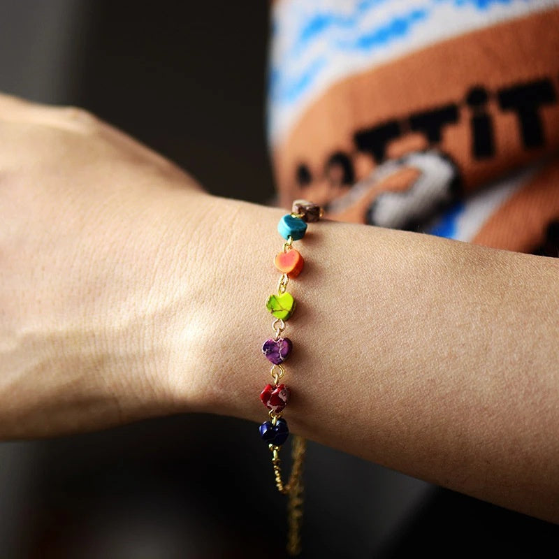 Natural Colorful Emperor Stone Love Bracelet