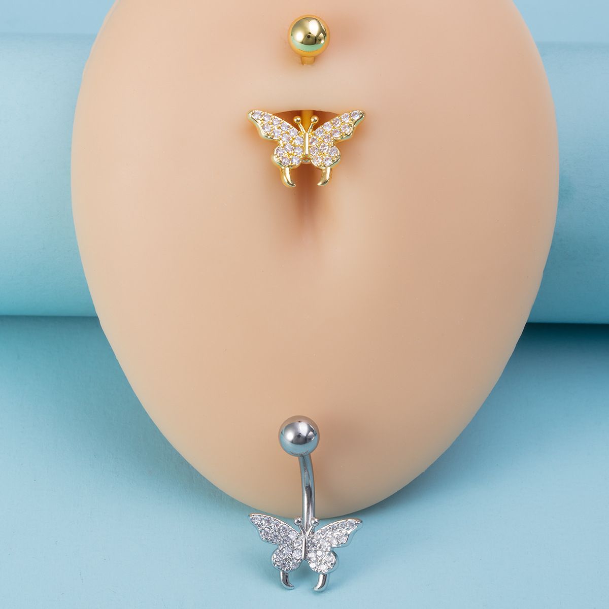 Stainless Steel Navel Ring Butterfly Zircon Body Piercing Ornament