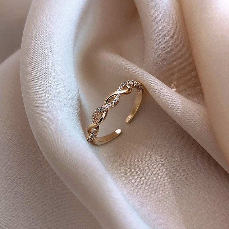 Woven Twisted Opening Ring Women