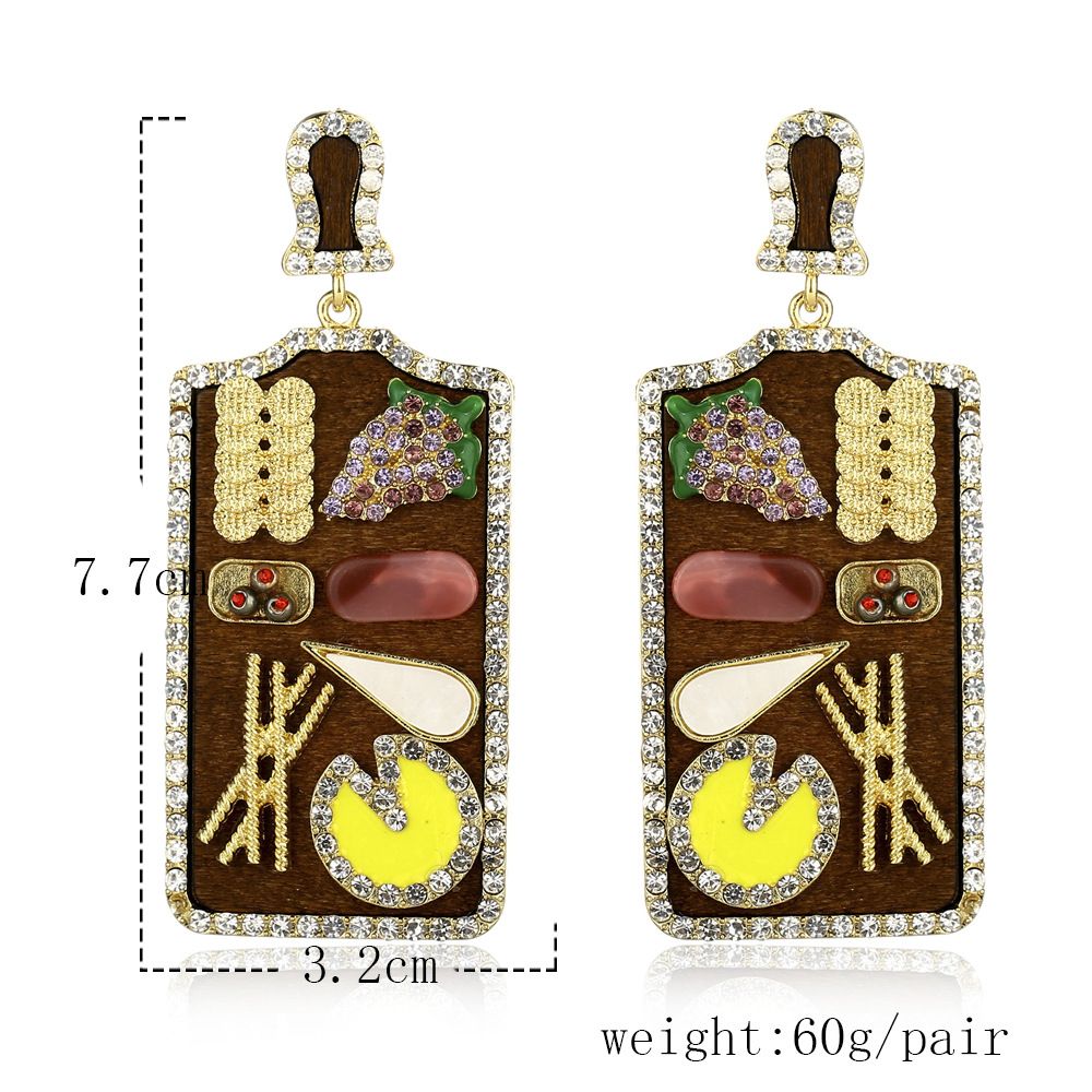 Earrings Fashion Creative Personality Fruit Pizza Luncheon Meat Platter