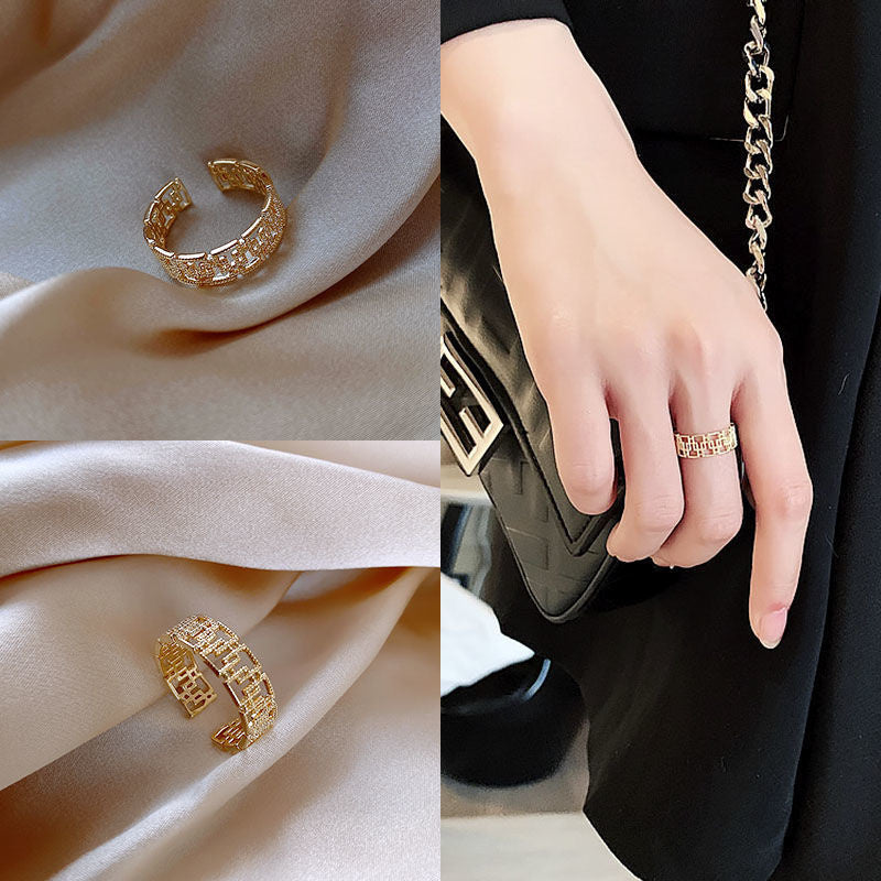 Woven Twisted Opening Ring Women