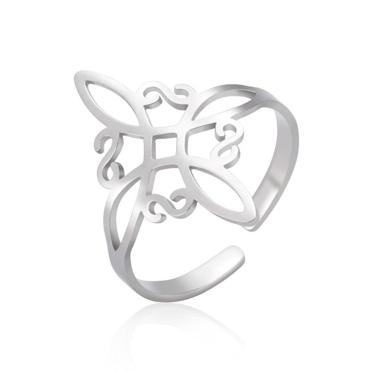Trinket Cut Titanium Steel Witch Knot S-shaped Ring