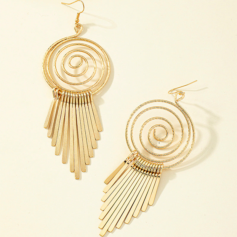 Exaggerated And Personalized Vortex Gear Circle Spiral Earrings