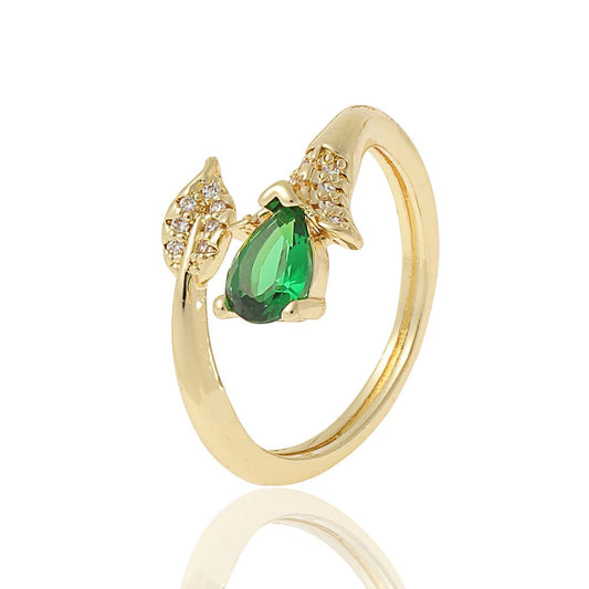 Copper Plated Real Gold Inlaid Zircon Ring Ins Cool Wind Ring Fashionable And Lovely
