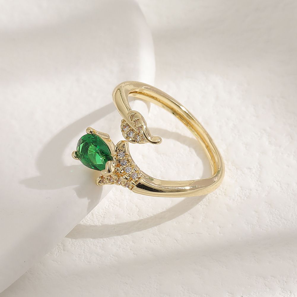 Copper Plated Real Gold Inlaid Zircon Ring Ins Cool Wind Ring Fashionable And Lovely
