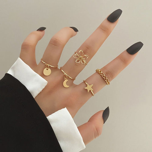 Five-pointed Star Round Flower Ring