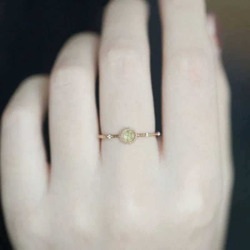 Peridot Rose Cut Face Small Copper Gold Plated Compact Ring Female