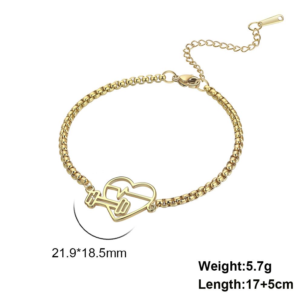 Love ECG Pattern Pendant Stainless Steel Bracelet
