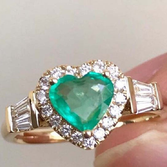 New Genuine Gold Plated Engagement Ring With Peach Heart Zirconia