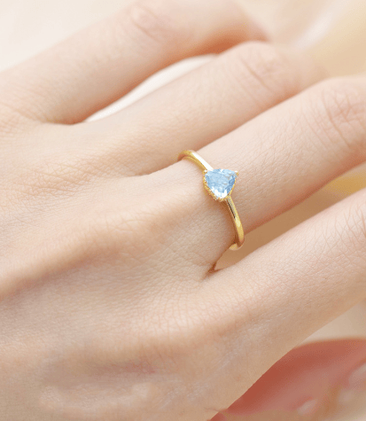 925 Silver Sky Blue Topa Triangle Cut Ring Adjustable
