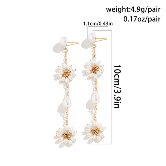 Women's Pearl Vintage Metal Earrings