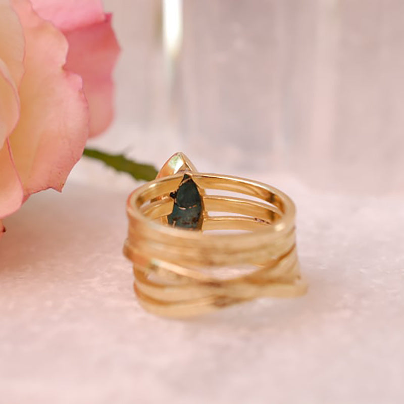 Alloy Inlaid Artificial Gem Ring