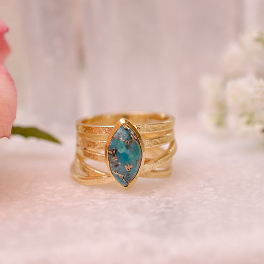 Alloy Inlaid Artificial Gem Ring