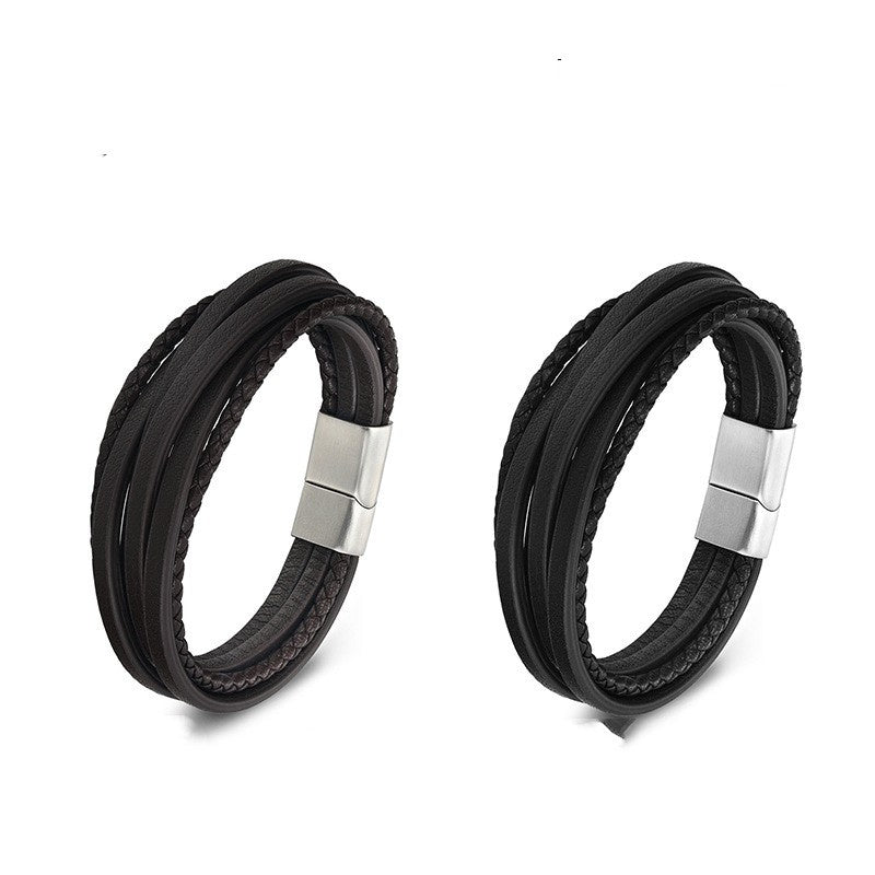 Men's Genuine Leather Multi-layer Bracelet Braided Leather Ornament