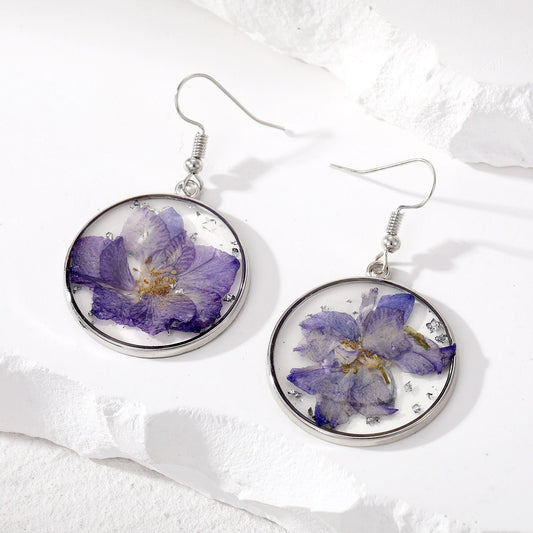 Transparent Personalized Fashion Retro Simple Small Natural Dry Flower Earrings