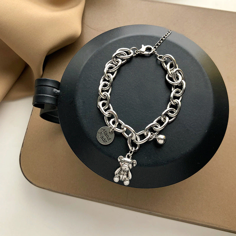 Korean Vintage Bear Personality Cold Style Pendant Set Hand Jewelry