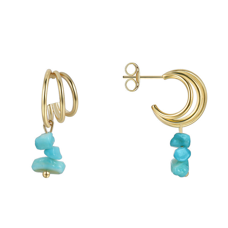 C Shape Hoop Earrings Women Turquoise