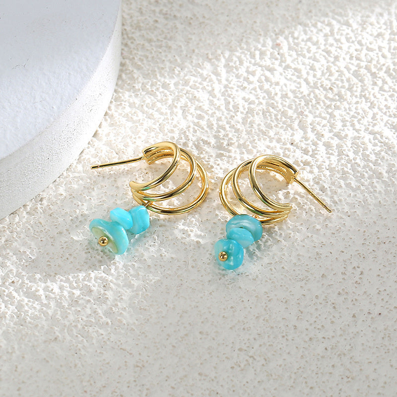 C Shape Hoop Earrings Women Turquoise