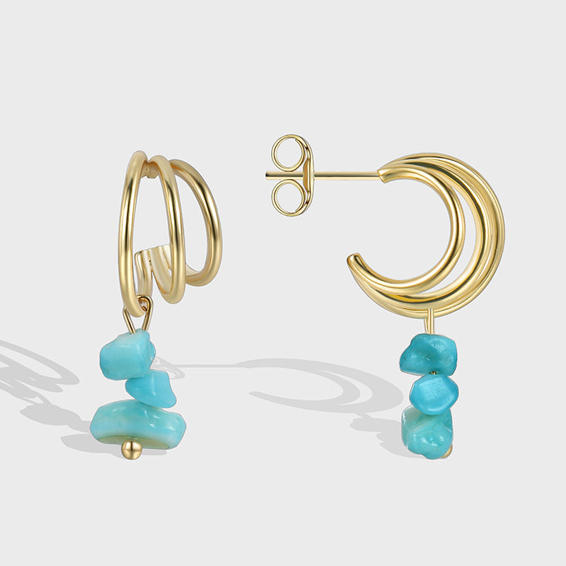 C Shape Hoop Earrings Women Turquoise