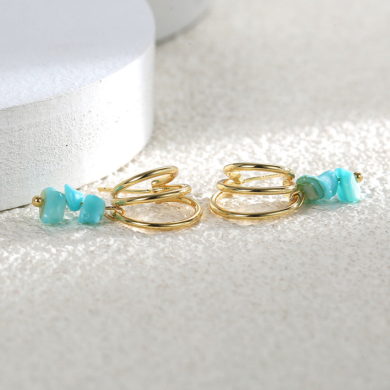 C Shape Hoop Earrings Women Turquoise