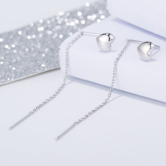 Peach Heart-shaped Ear Wire Female Long Temperament Earrings