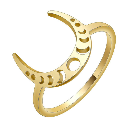 Women's Crescent Stainless Steel Ring
