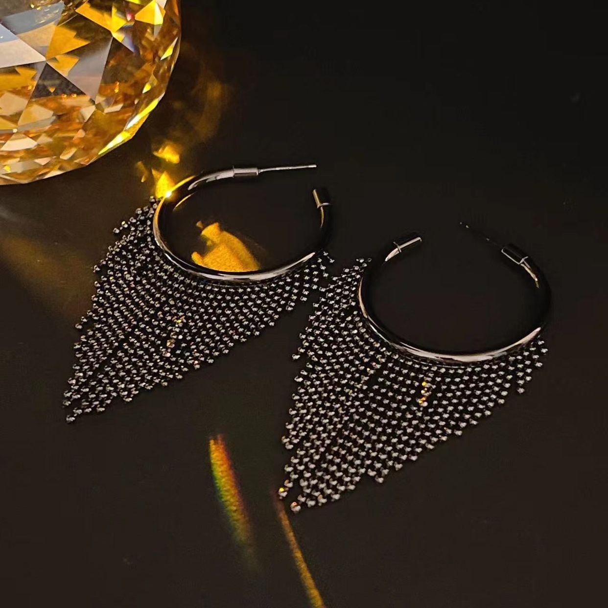 Women's Metal Bead Tassel Earrings