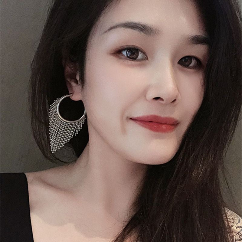 Women's Metal Bead Tassel Earrings