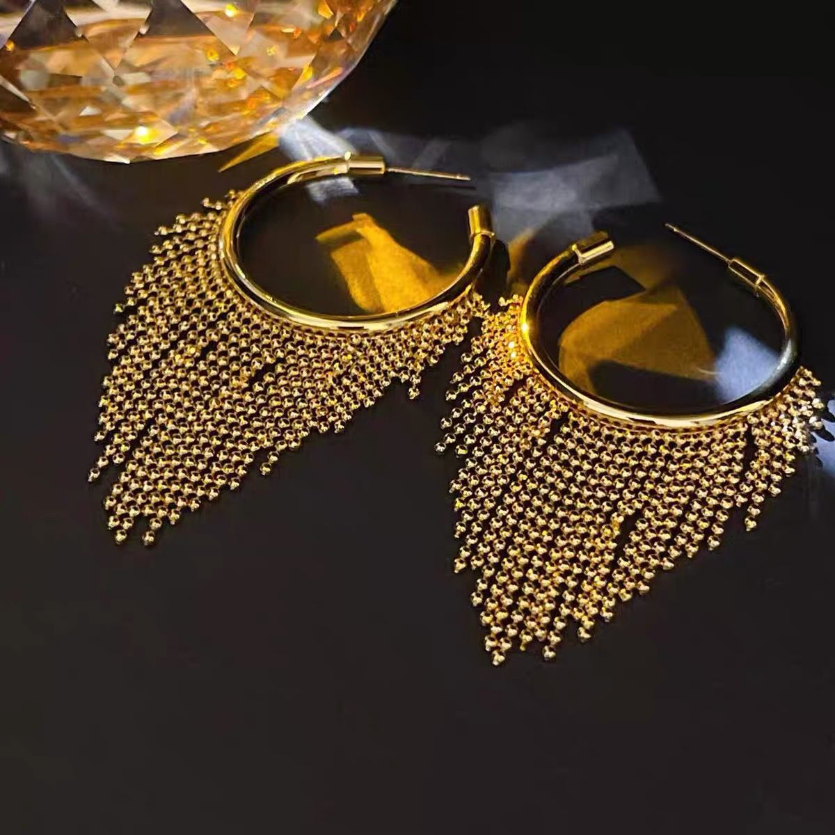 Women's Metal Bead Tassel Earrings
