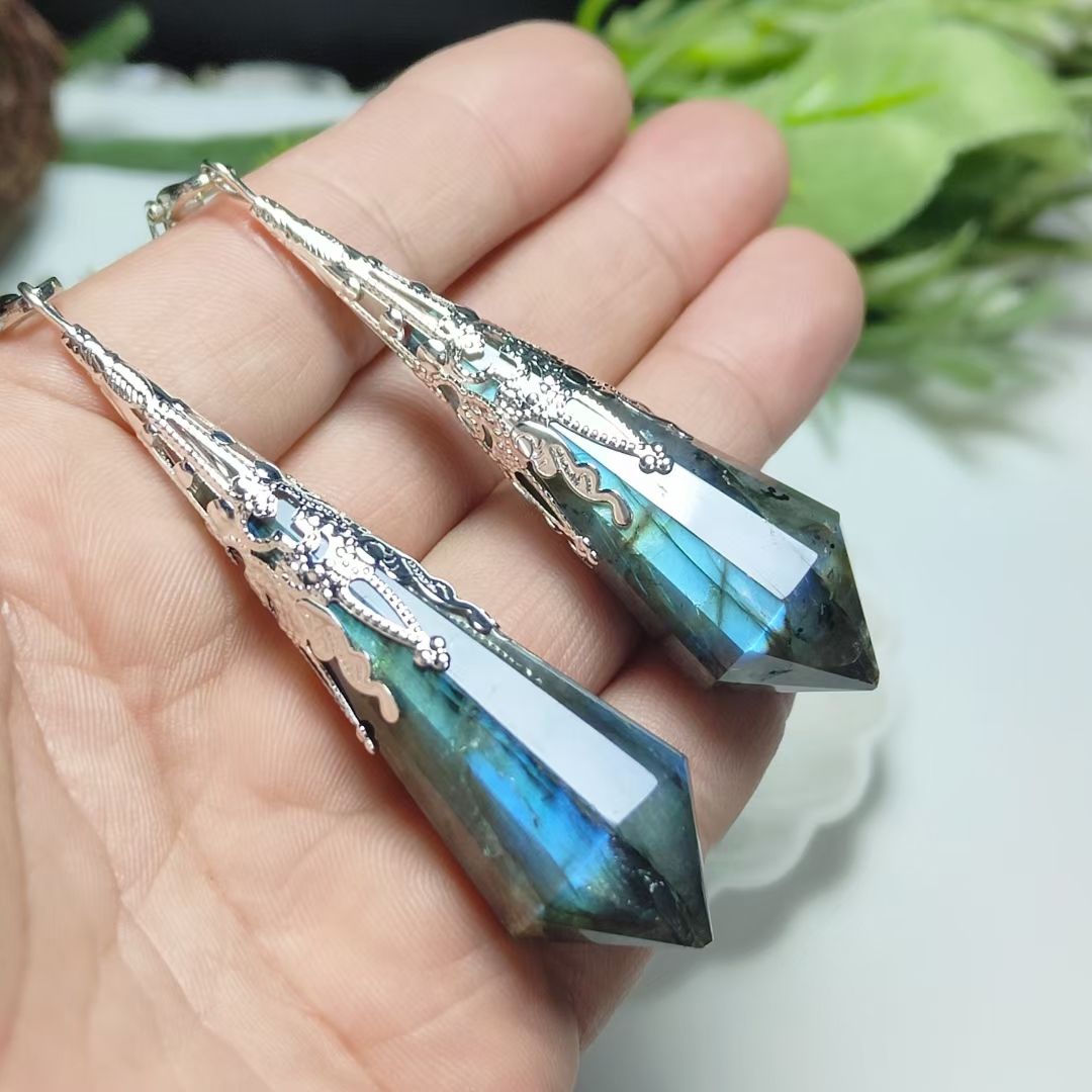Natural Crystal Elongated Stone Spirit Pendulum Pendant Ornament