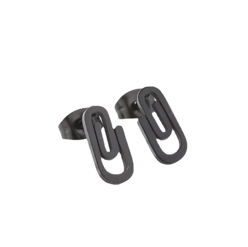 Stainless Steel Clip Ear Studs Geometric Simple Women Earrings