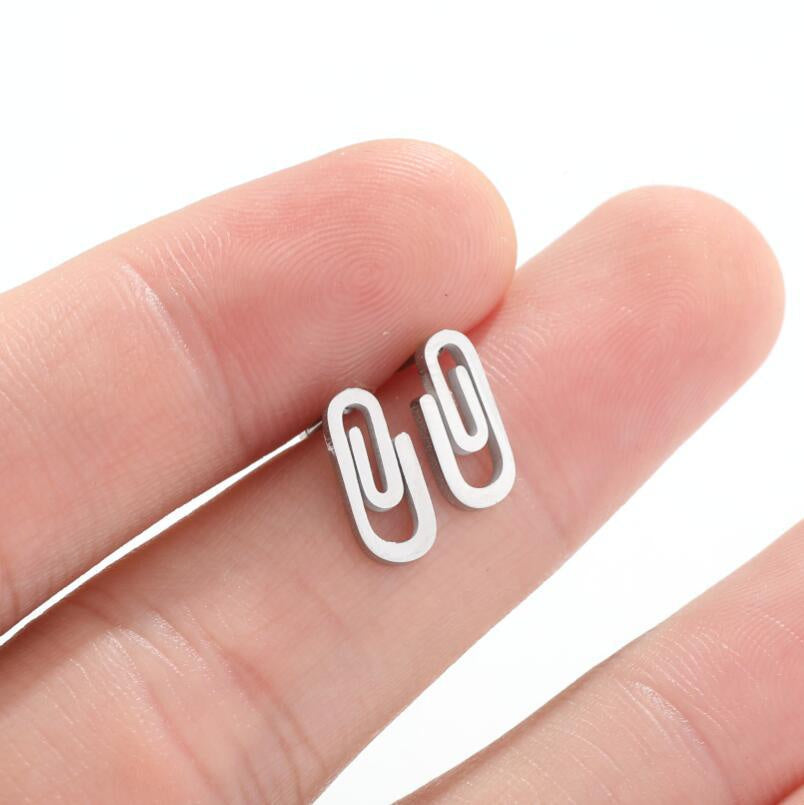 Stainless Steel Clip Ear Studs Geometric Simple Women Earrings