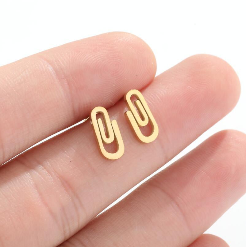 Stainless Steel Clip Ear Studs Geometric Simple Women Earrings