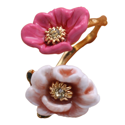 Women's Fashion Simple Enamel Three-dimensional Flower Ring