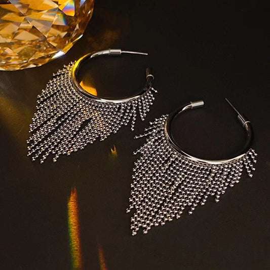 Women's Metal Bead Tassel Earrings